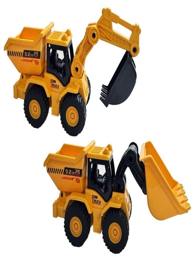 PLUSPOINT Excavator and Buldozer Dump Truck Toy Friction Powered Construction Vehicles with Moving Claw for Kids Pretend Play Toy Play Set Building Set for Kids 3-14 Yr (New Bulldozer+Excavator) - Image 1
